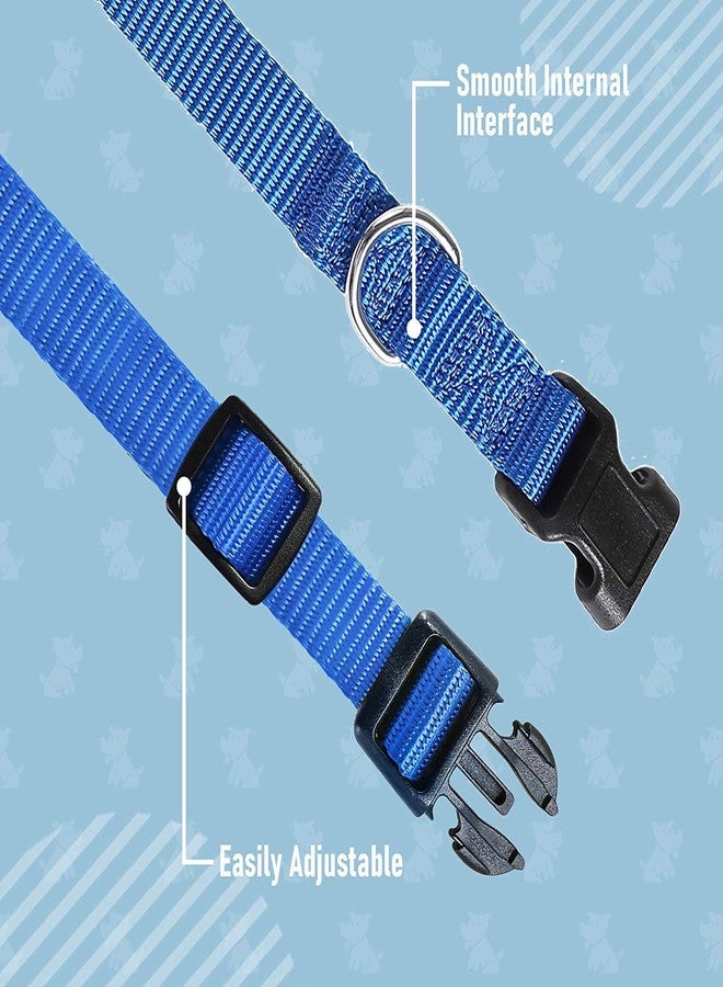 Pups&Pets Classic Dog Collar and Leash Set, Adjustable Nylon Collar with Leash for Small and Medium Dogs, Quick Release and Breathable Collar Set for Puppies (Blue Color) - Image 3
